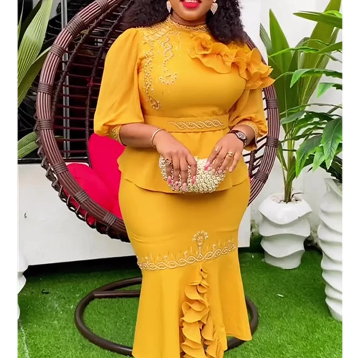 African Clothes for Women 2 PCS Sets Tops And Skirts Suits Dashiki Ankara Turkey Outfits Gown Plus Size Wedding Party Dresses